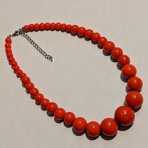 Orangy Red beaded necklace
